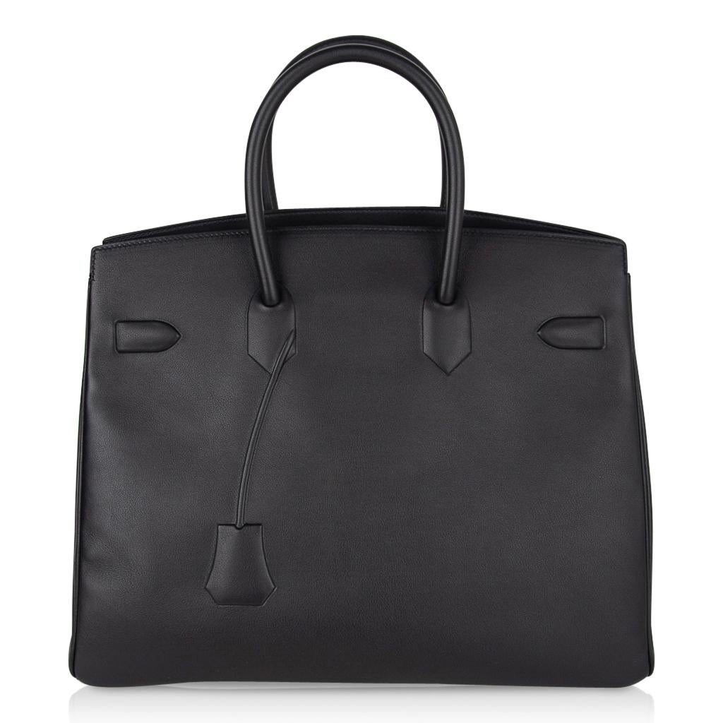 Hermes Shadow Birkin 35 Bag Limited Edition Black Swift Leather New 1