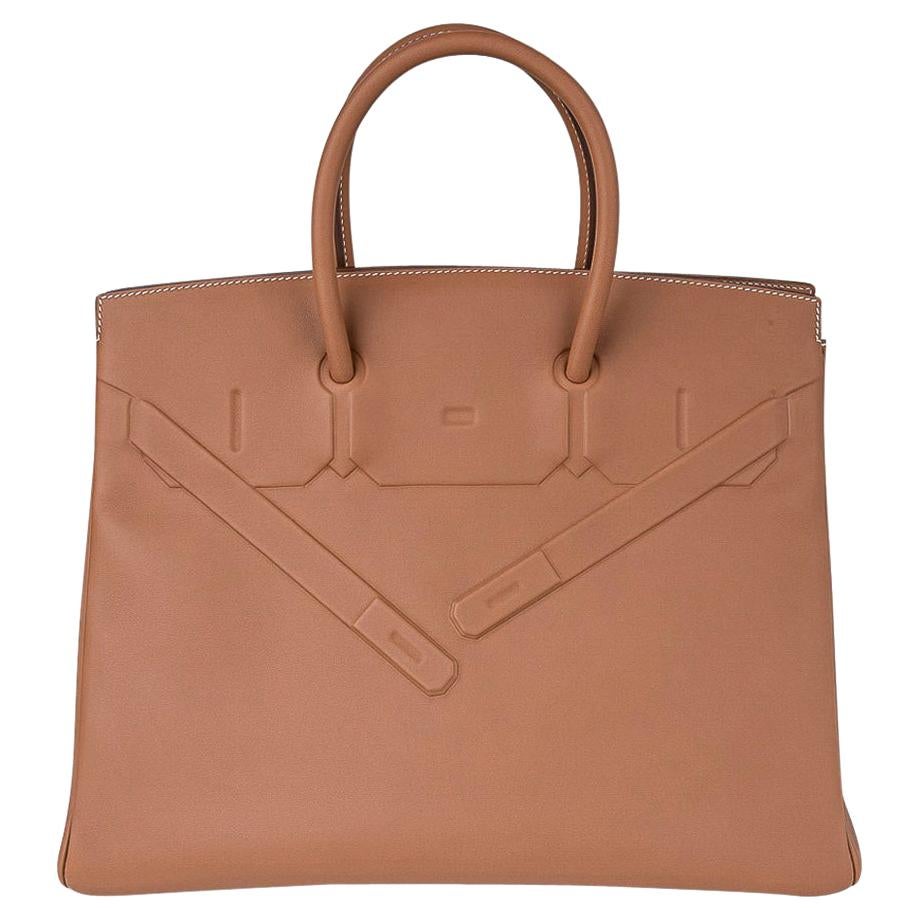 Hermes Shadow Birkin 35 Bag Limited Edition Gold Evercalf Leather New