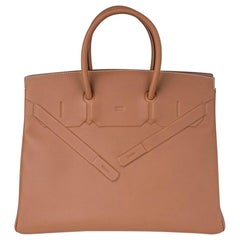 Sac Hermès Shadow Birkin 35 en cuir Evercalf doré:: édition limitée:: neuf