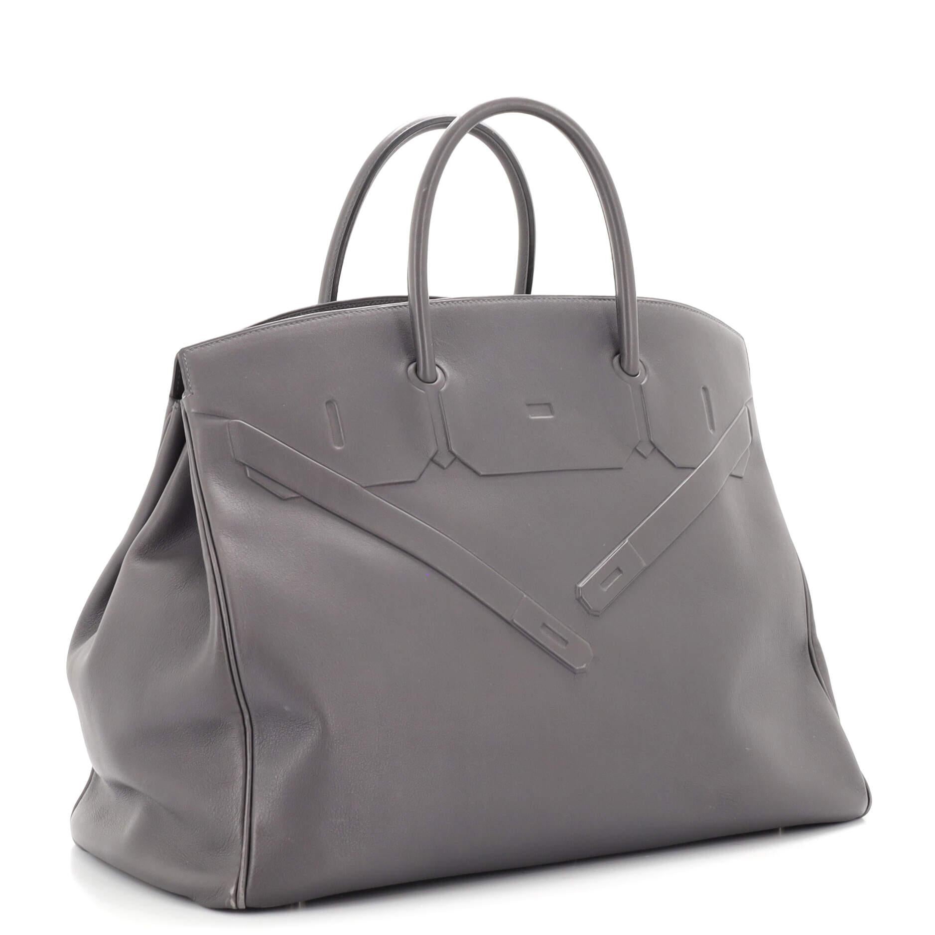 Hermes Shadow Birkin Bag Ardoise Swift 40 In Good Condition In NY, NY