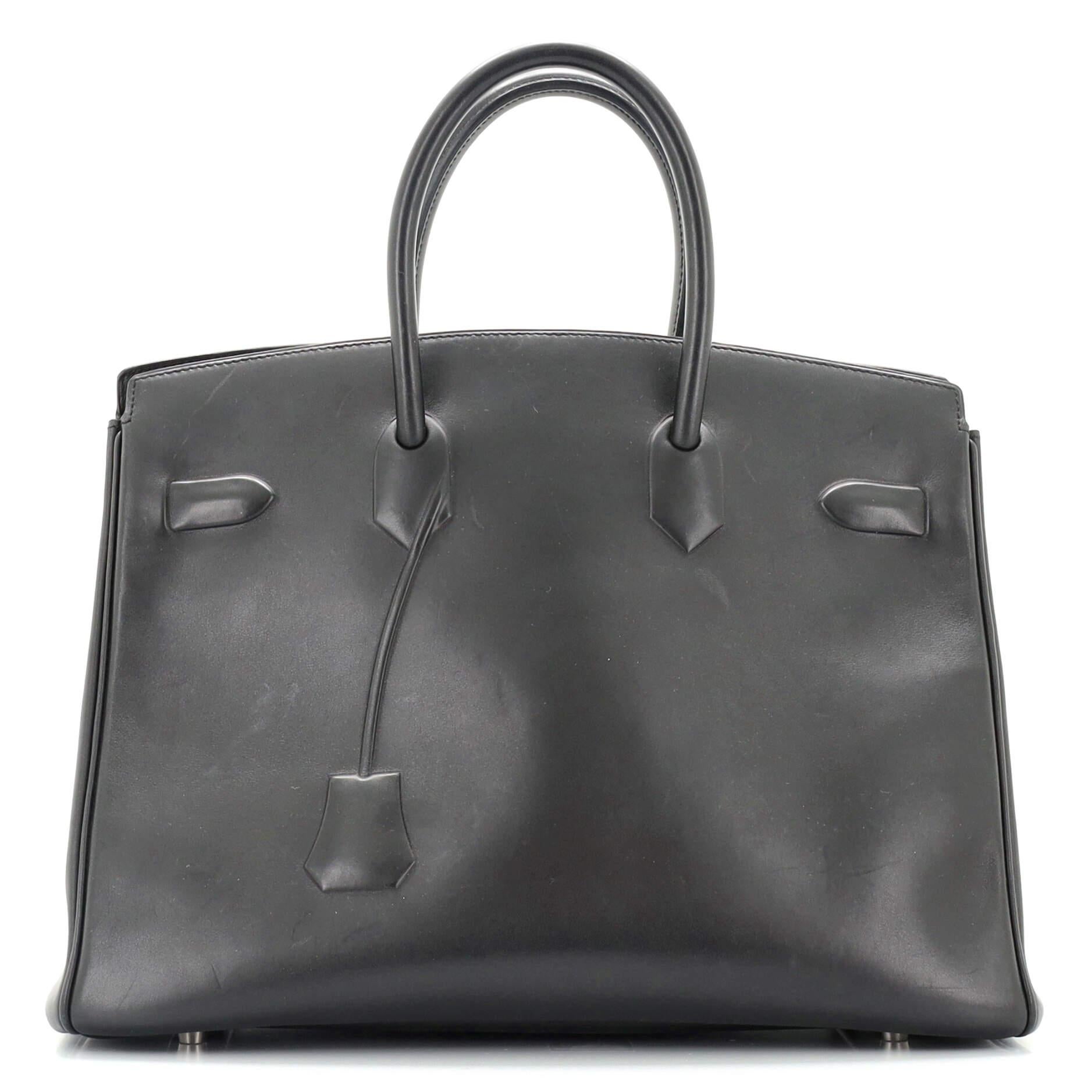 Gray Hermes Shadow Birkin Bag Noir Swift 35