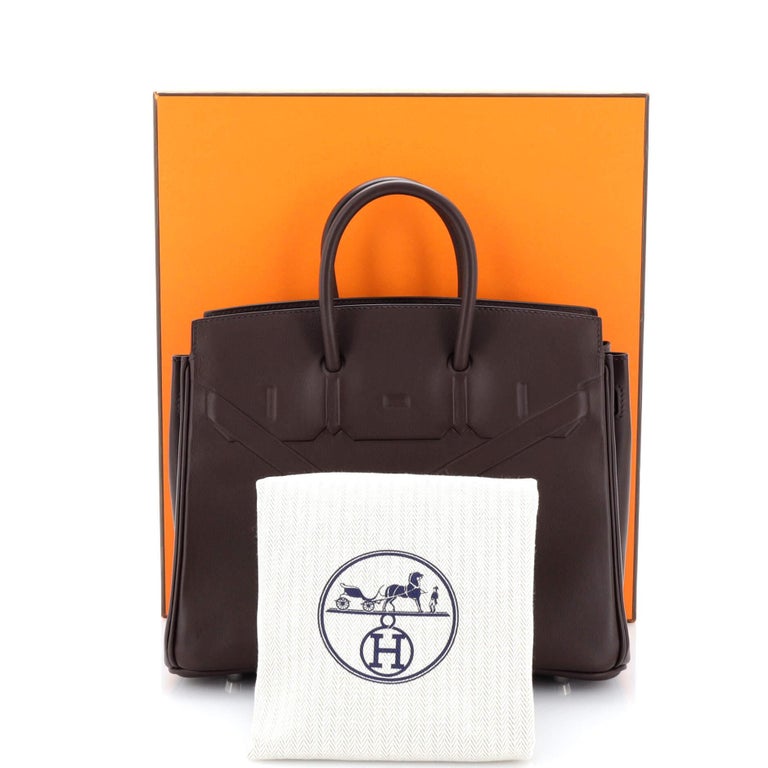 Hermes Shadow Birkin Bag Rouge Sellier Swift 25 For Sale at 1stDibs