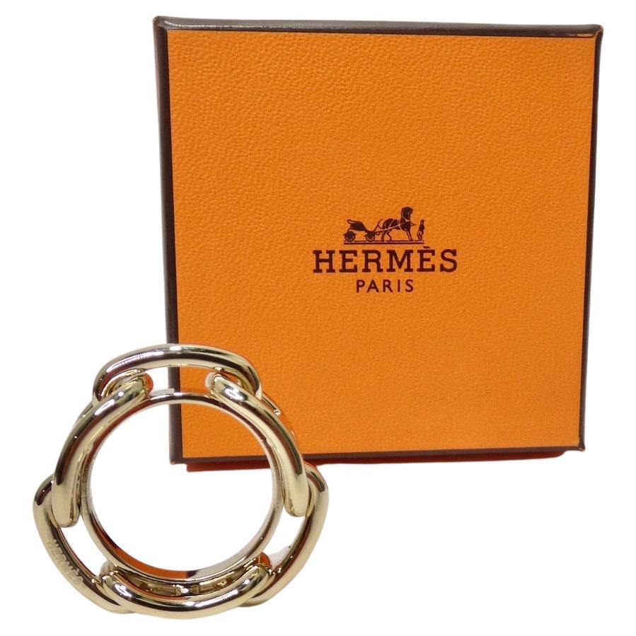 Hermes, Jewelry, Authentic Hermes Scarf Ring Jumbo Circle Design Gold