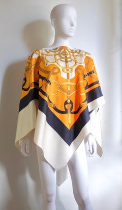 HERMÈS - Shantung Silk Poncho " Éperon d'Or " By Henri d’Origny