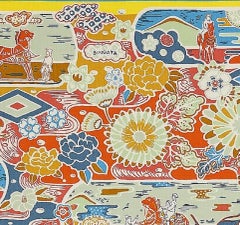 Scialle Hermes 140 Bingata Blu oceano Giallo brillante Multicolore cashmere e seta