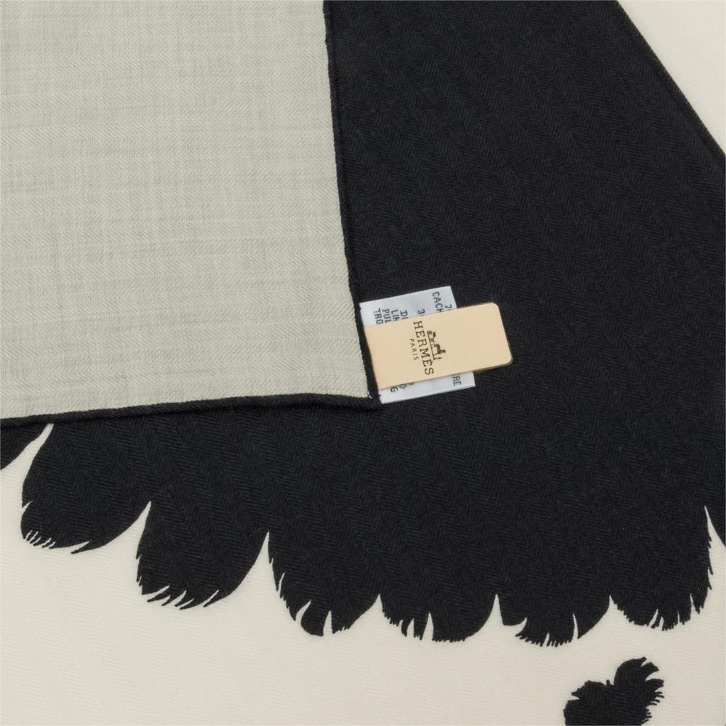 Hermes Shawl Brazil Tattoo Cashmere Silk Bleu Noir and Blanc 140 1