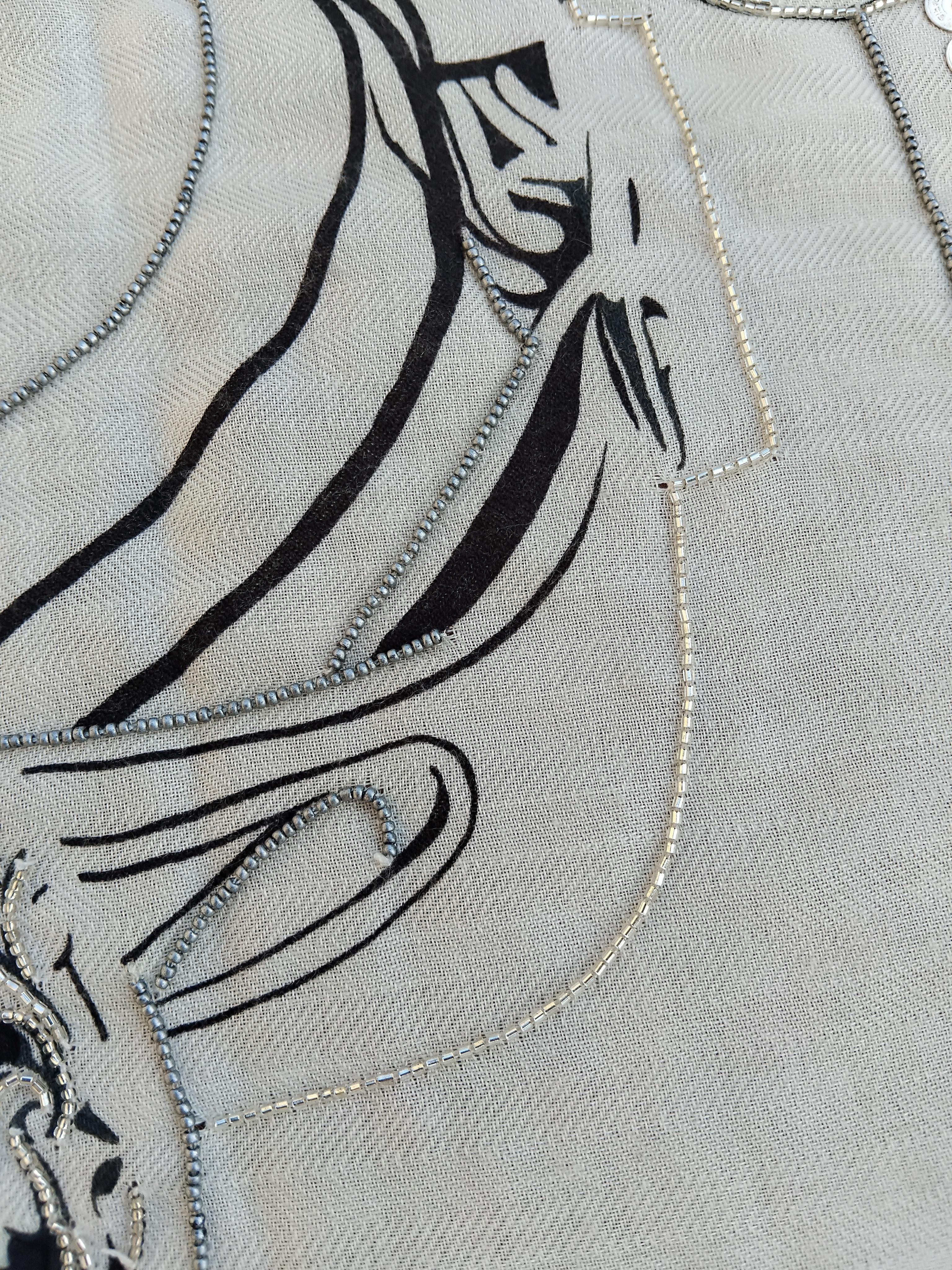 Hermès Shawl Scarf Brides De Gala Precious Embroidered Cashmere Silk 140 cm For Sale 10