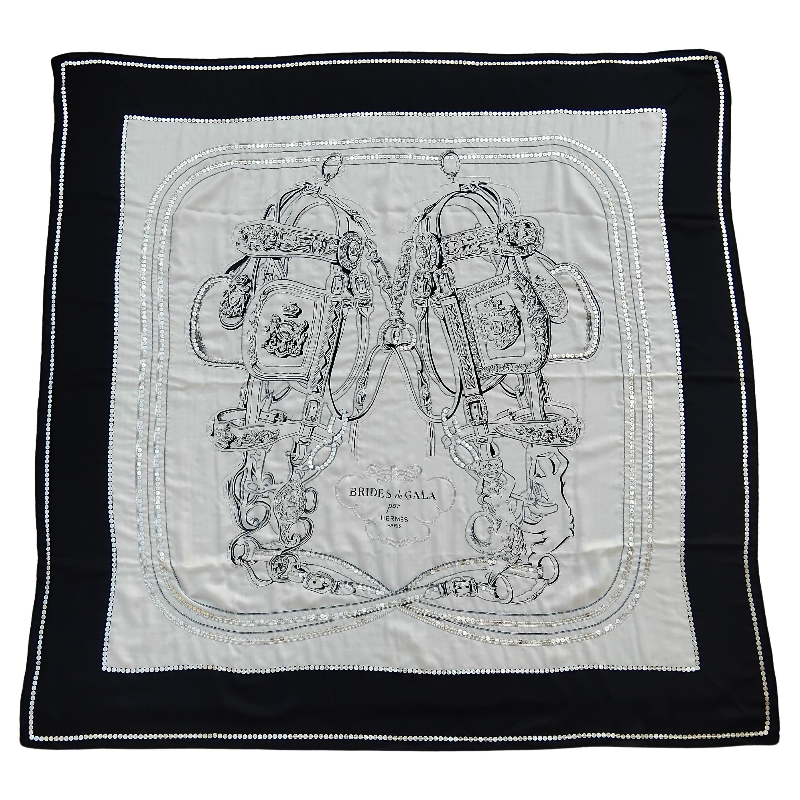 Hermès Shawl Scarf Brides De Gala Precious Embroidered Cashmere Silk 140 cm