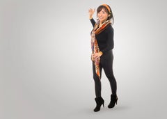 Hermes Shawl - Brides et Gris Gris - CS140 - Brown Grey Coral  New Care Tag