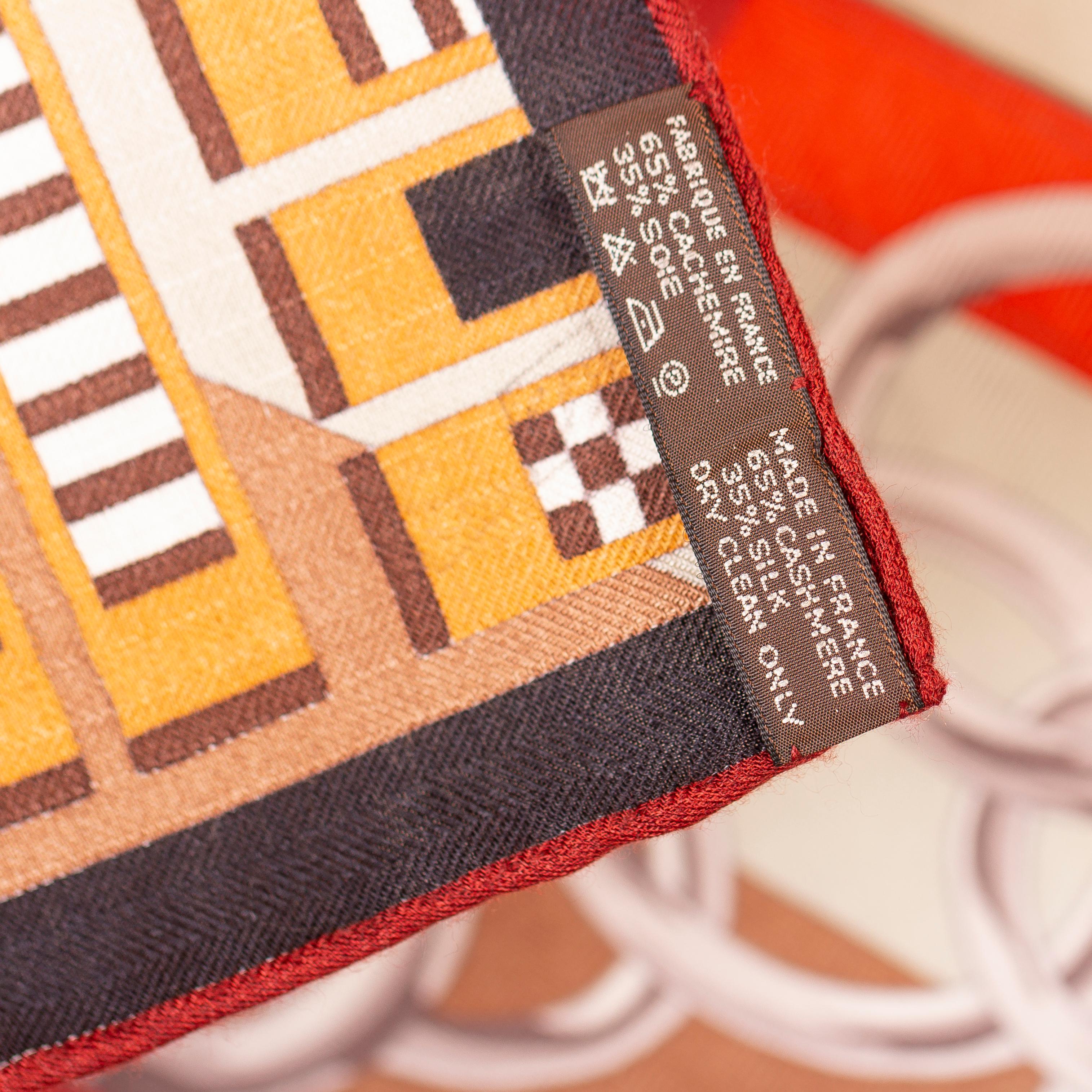 Donna Scialle Hermes - Brides et Gris Gris - CS140 - Marrone Grigio Corallo  Etichetta per la cura &New in vendita