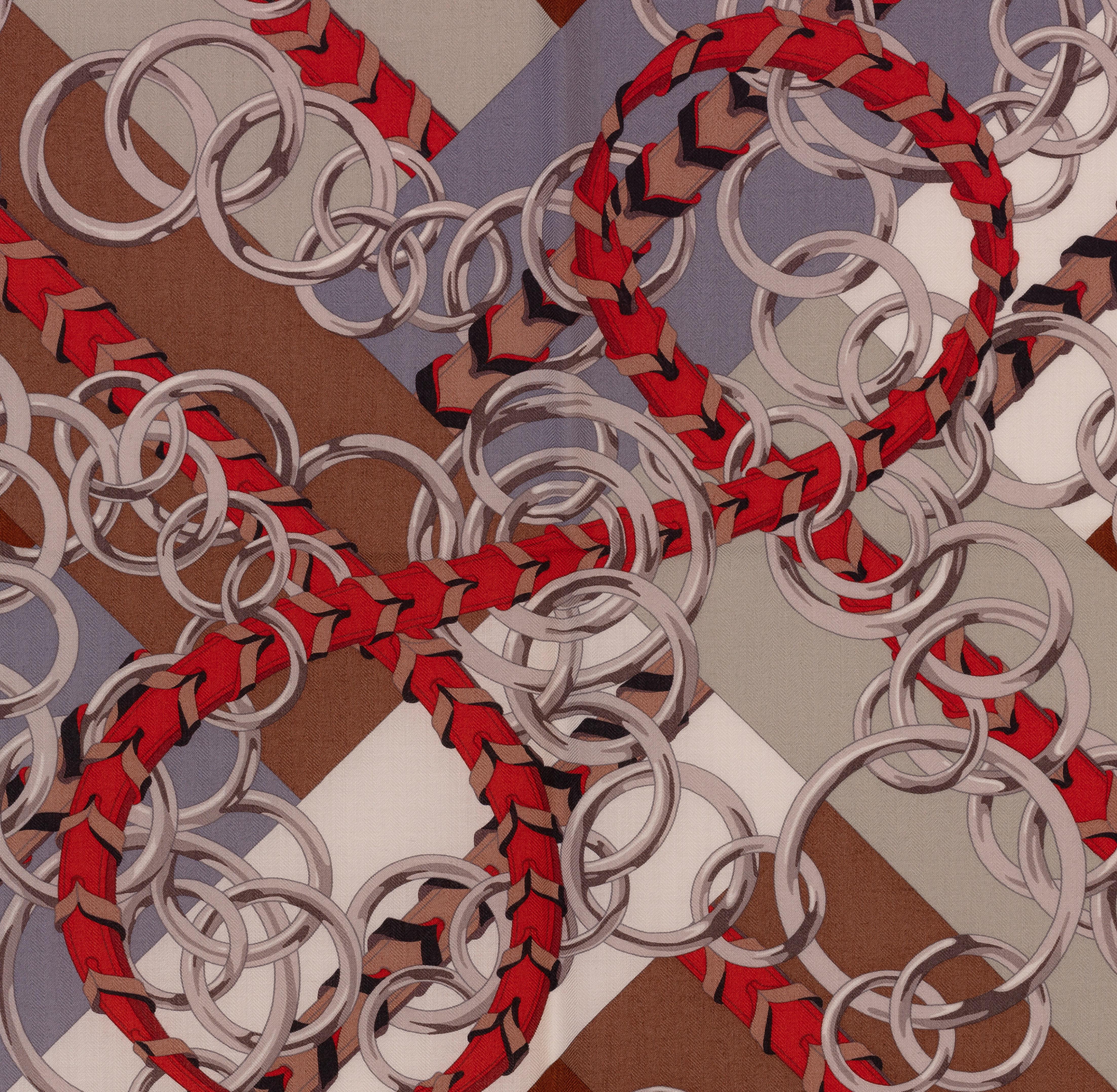 Scialle Hermes - Brides et Gris Gris - CS140 - Marrone Grigio Corallo  Etichetta per la cura &New in vendita 5