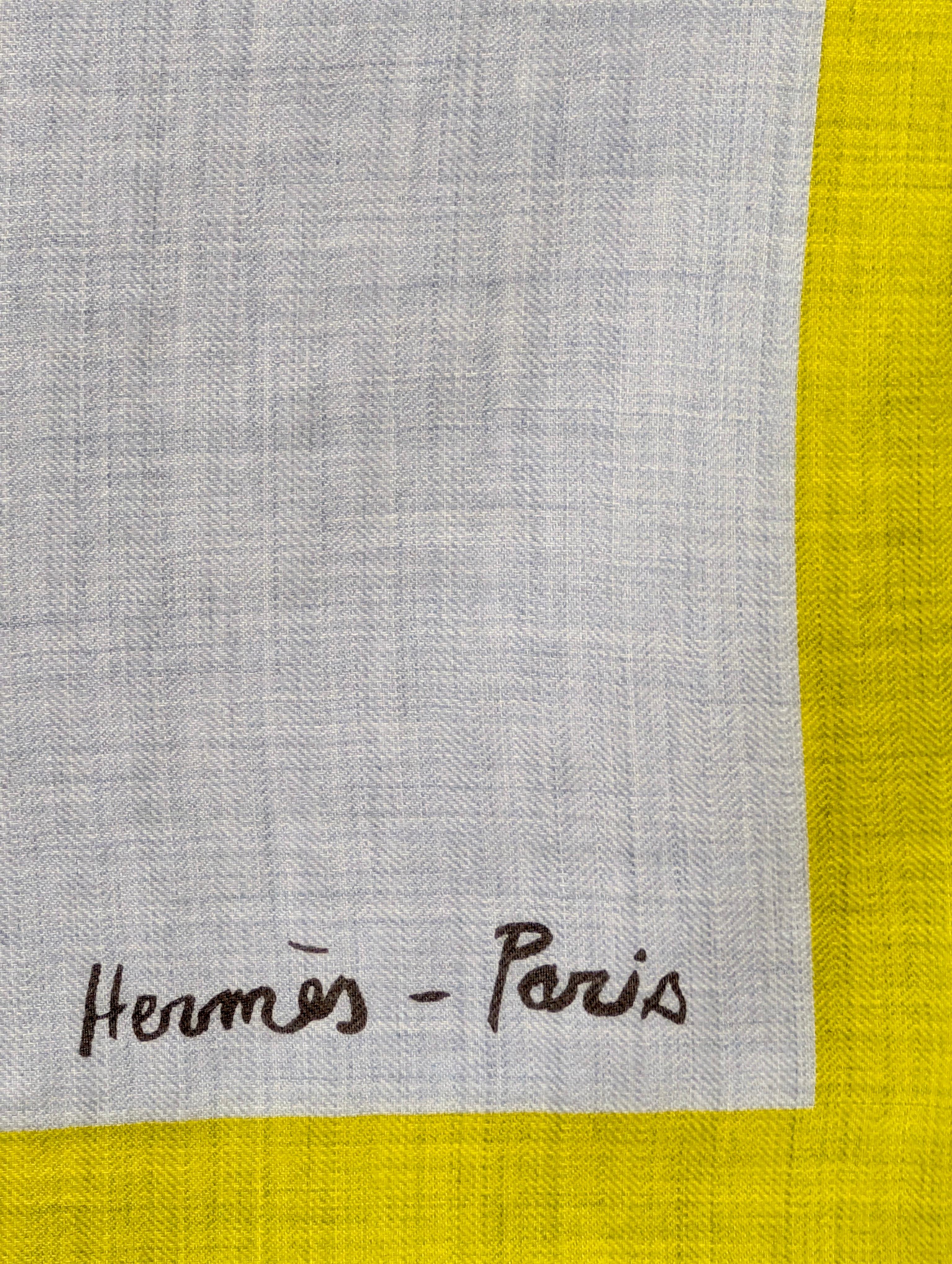 Gray New HERMÈS shawl CHEVAUX AU PRE cashmere and silk