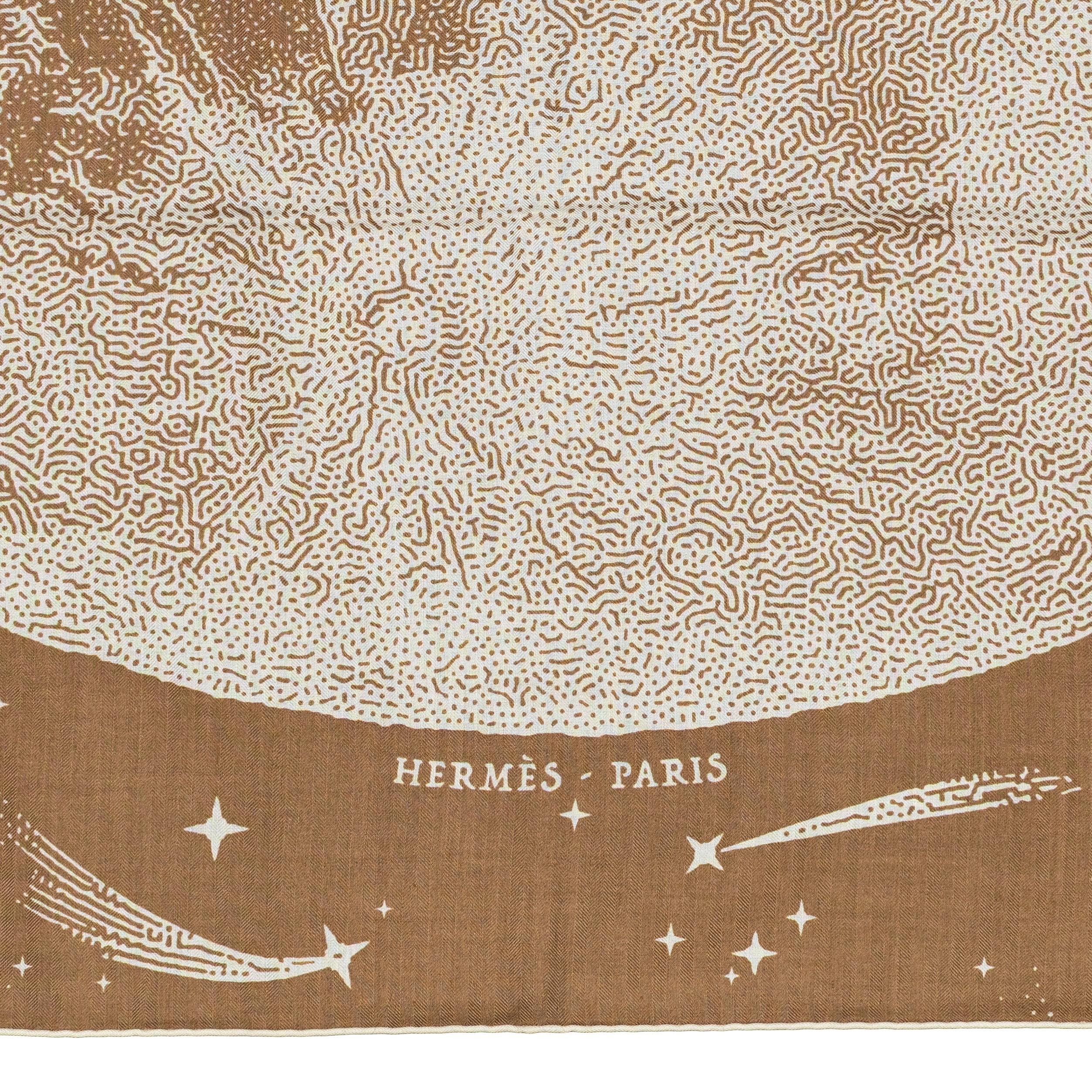 Hermes Shawl Clair de Lune – CS140 – Camel – Blanc - New Store Tag For Sale 5