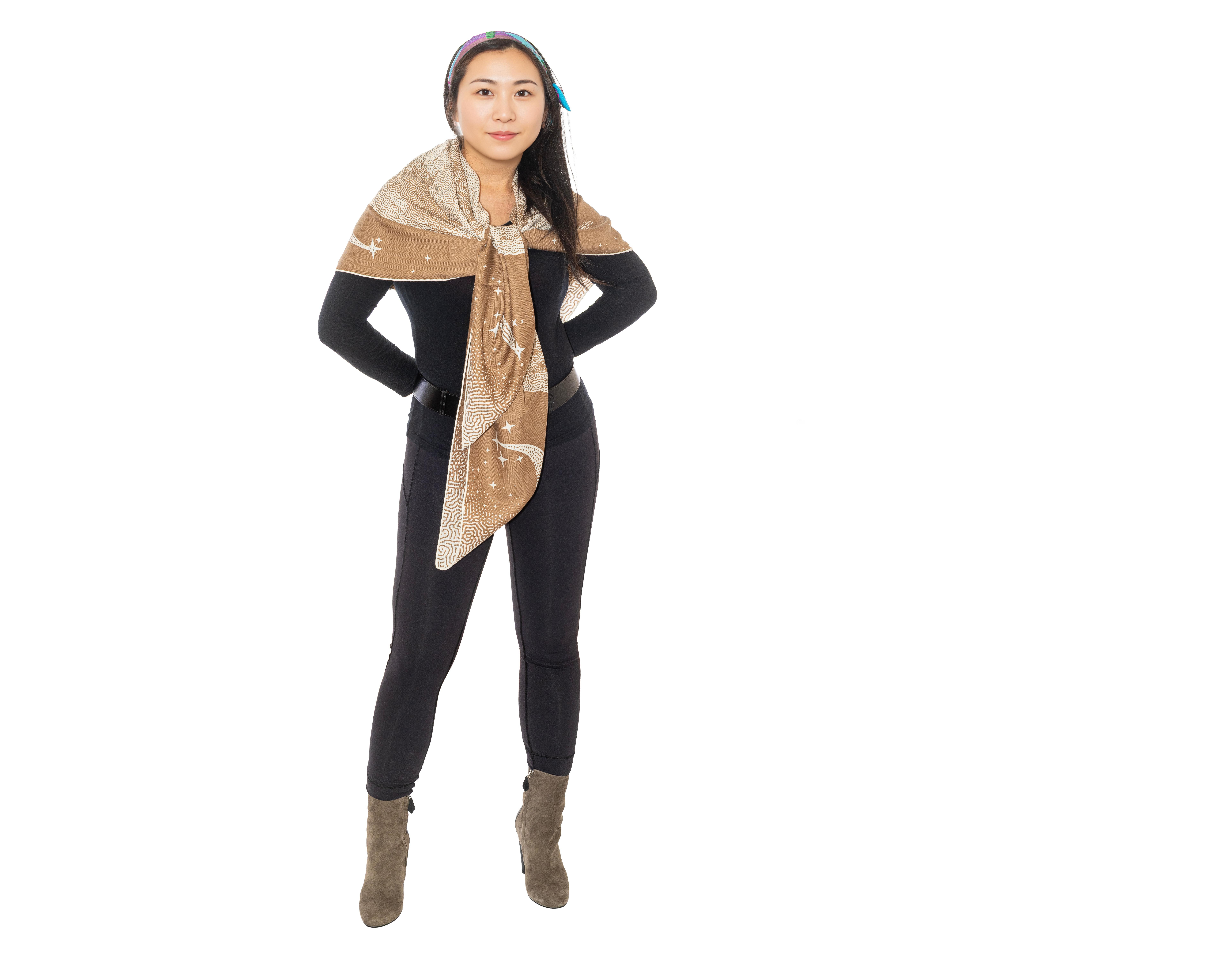 Scialle Hermes Clair de Lune - CS140 - Camel - Blanc - Nuova Etichetta del Negozio 8