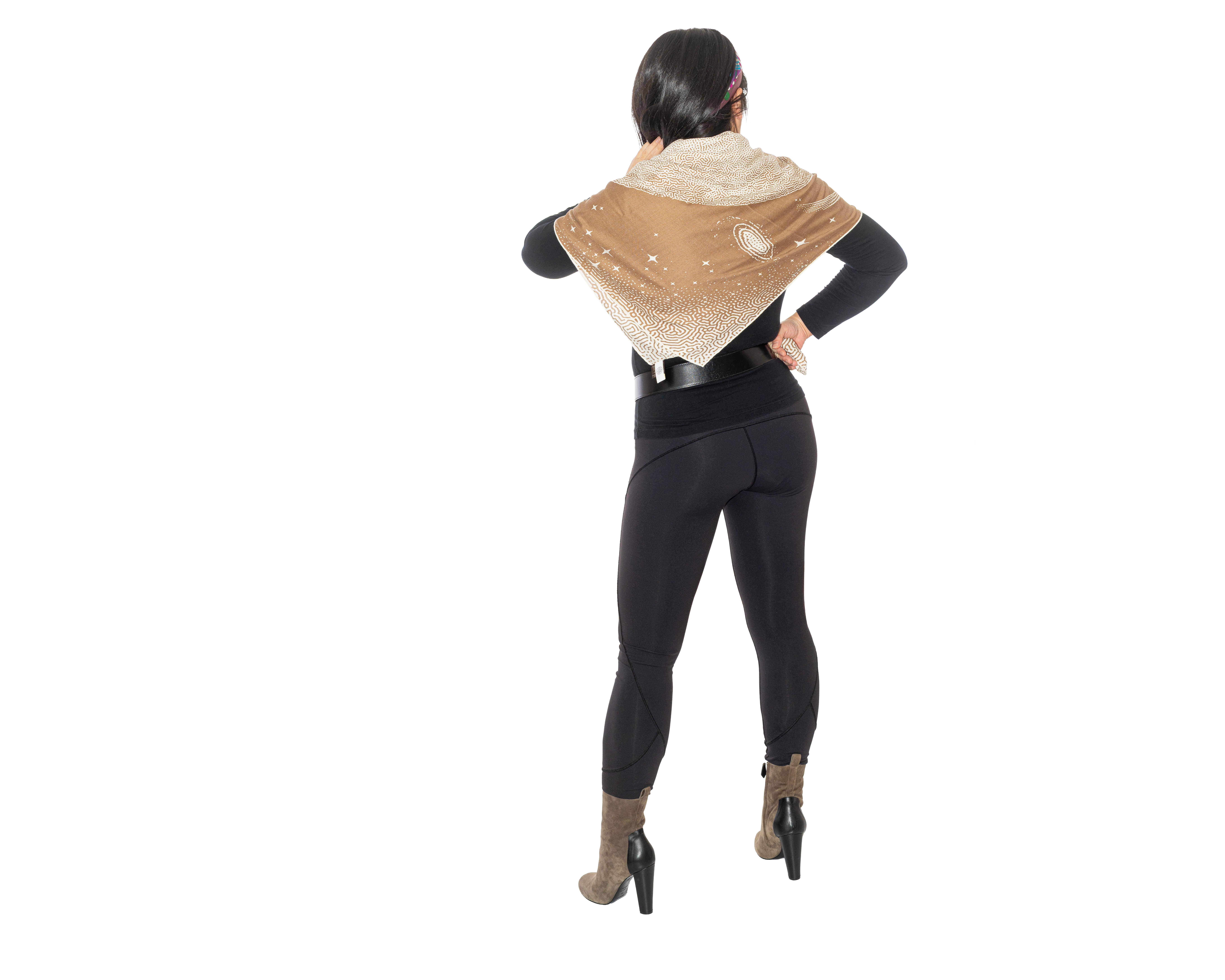 Scialle Hermes Clair de Lune - CS140 - Camel - Blanc - Nuova Etichetta del Negozio 10