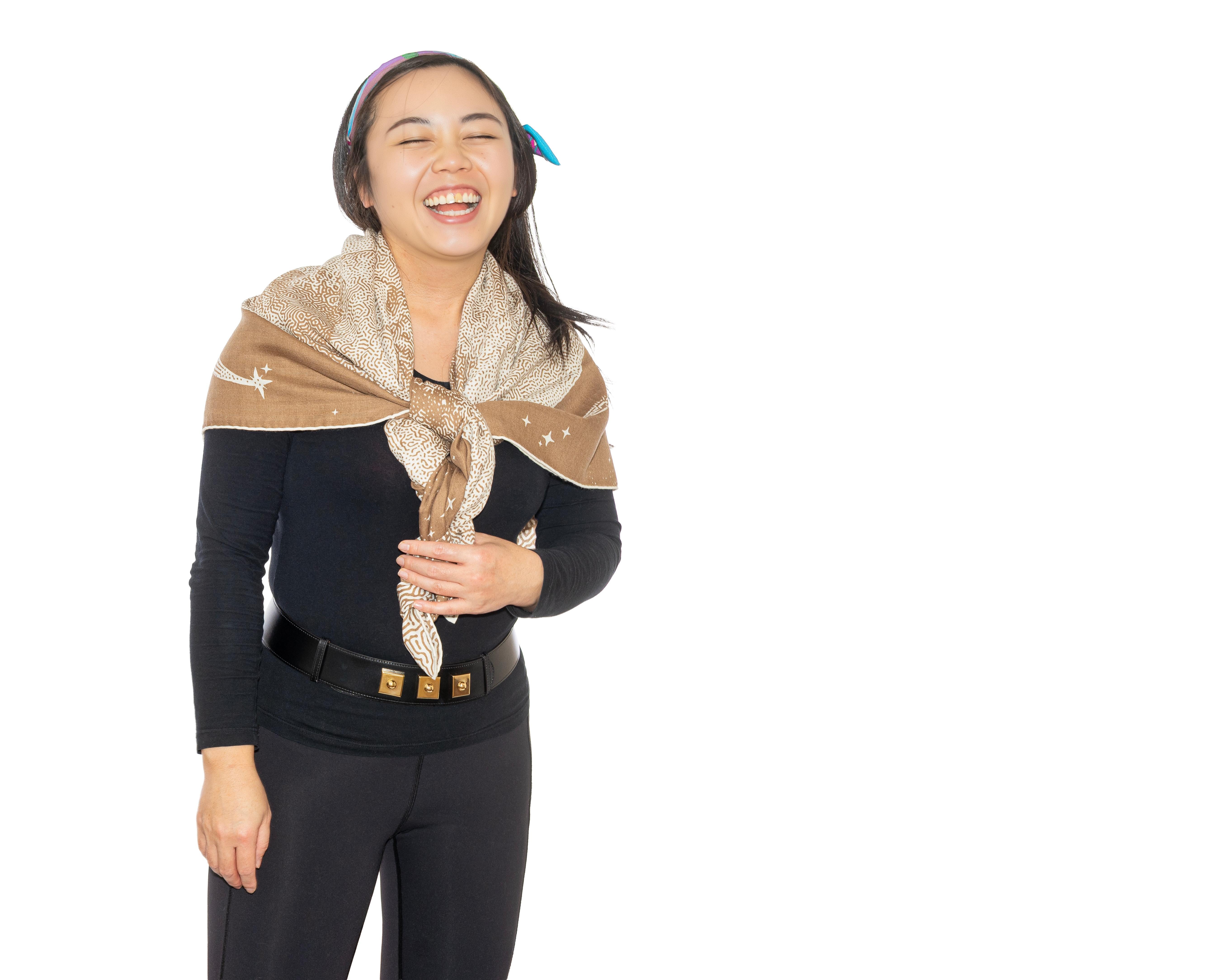 Scialle Hermes Clair de Lune - CS140 - Camel - Blanc - Nuova Etichetta del Negozio 15