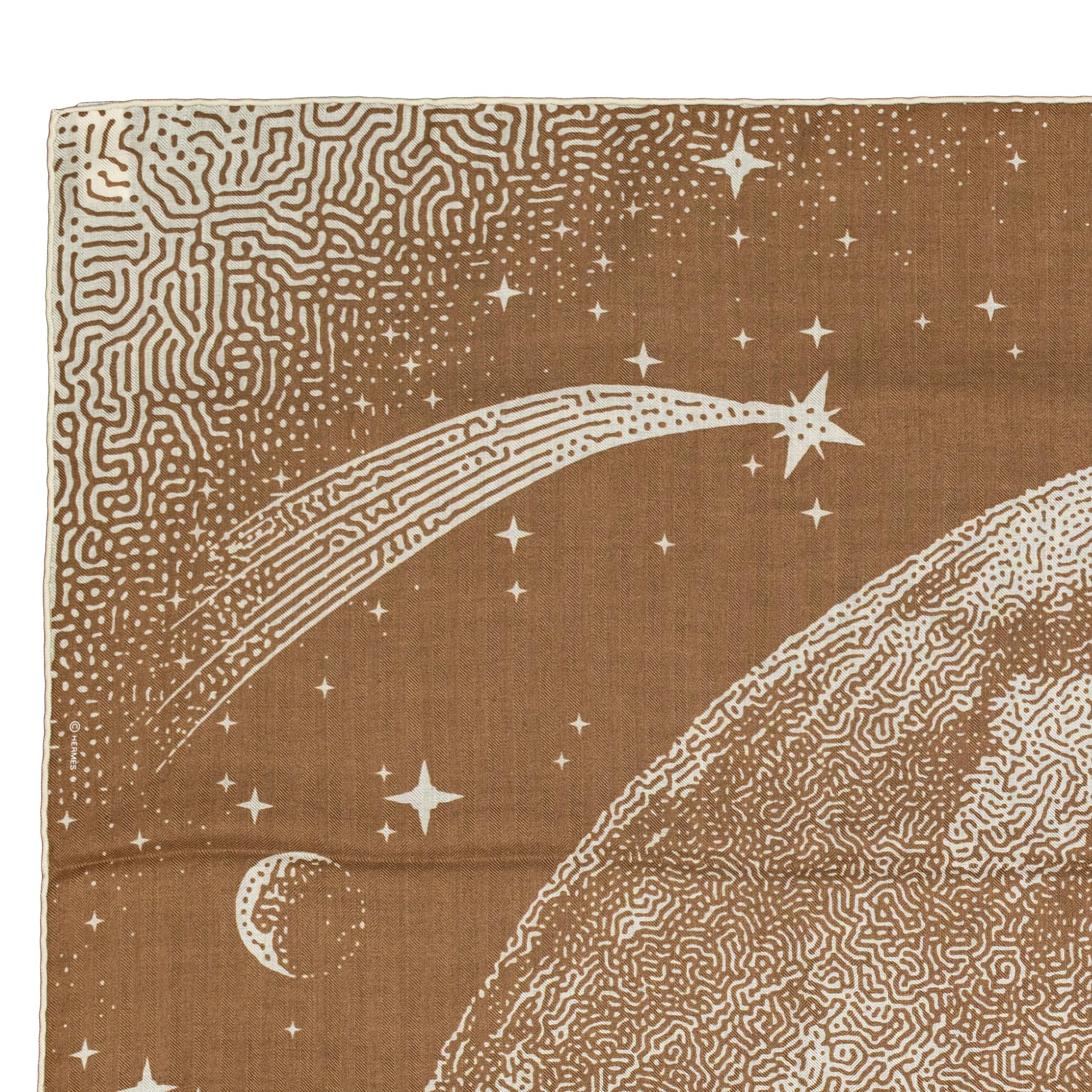 Brown Hermes Shawl Clair de Lune – CS140 – Camel – Blanc - New Store Tag For Sale