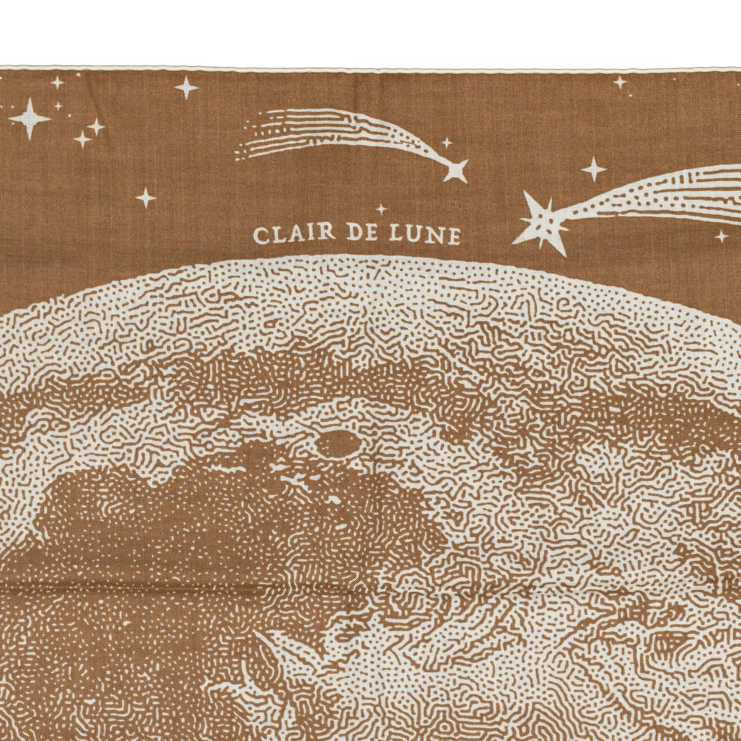 Hermes Shawl Clair de Lune – CS140 – Camel – Blanc - New Store Tag In New Condition For Sale In Ottawa, CA