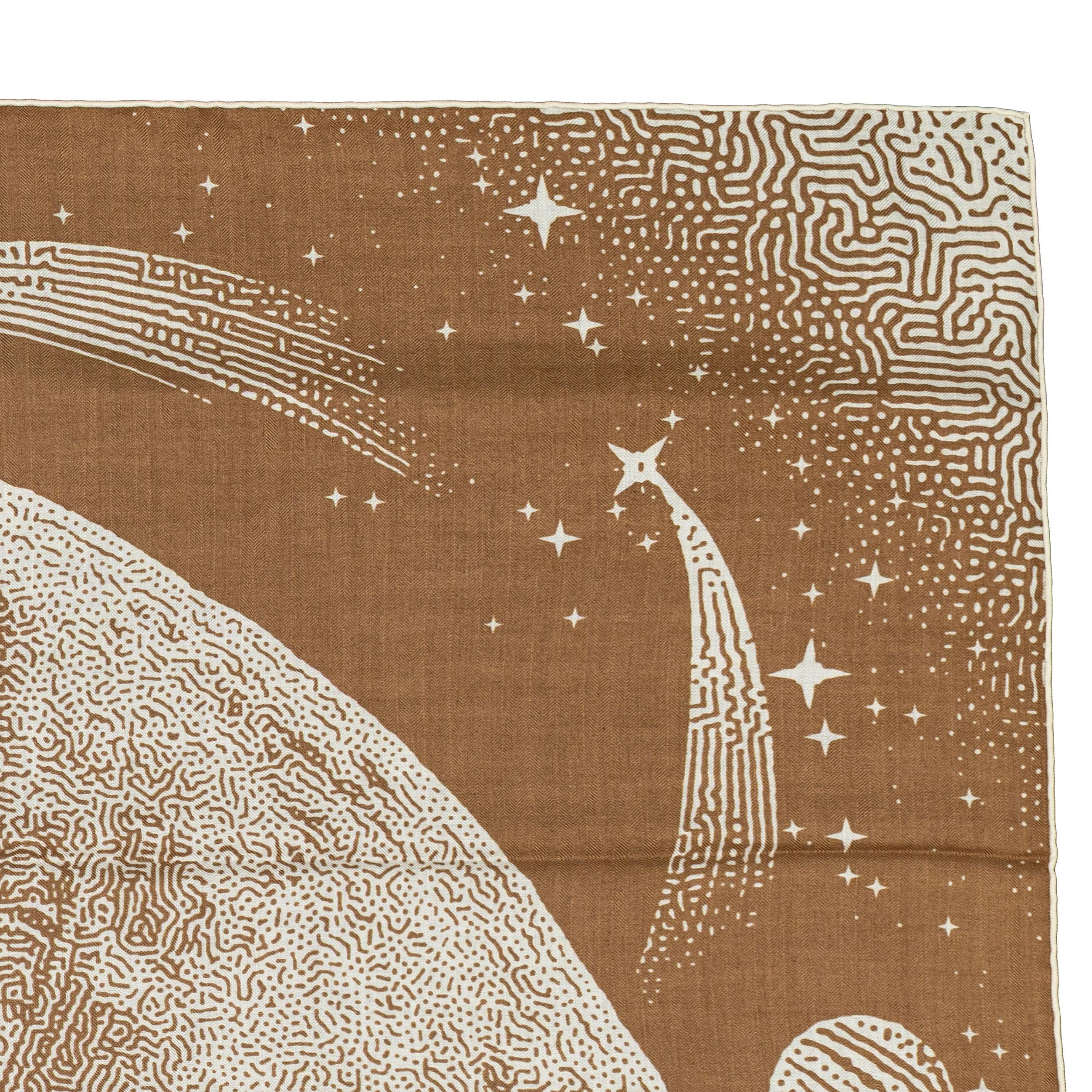 Women's Hermes Shawl Clair de Lune – CS140 – Camel – Blanc - New Store Tag For Sale