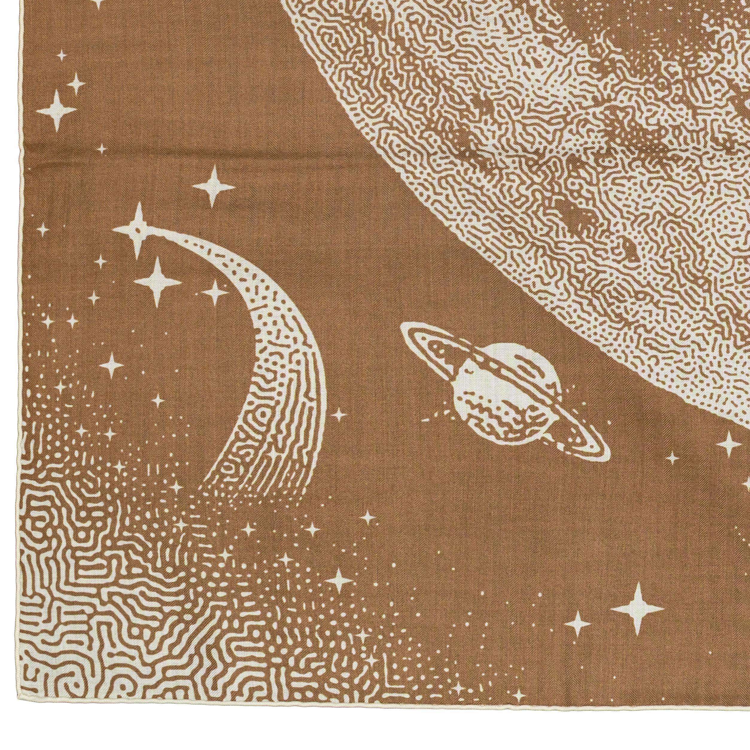 Hermes Shawl Clair de Lune – CS140 – Camel – Blanc - New Store Tag For Sale 4