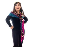 Hermes Shawl Clic Clac a Pois - CS140 - Ardoise Aubergine Fuchsia New Store Tag