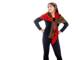 Hermes Shawl Clic Clac A Pois - CS140 - Kaki Rouge Acajou NEW Care Tag