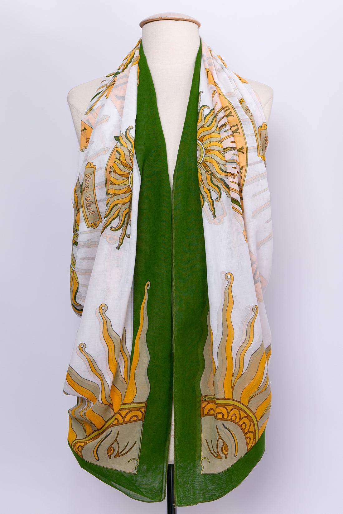 Hermes -Schal aus Baumwollschleier, bedruckt mit dem Muster 