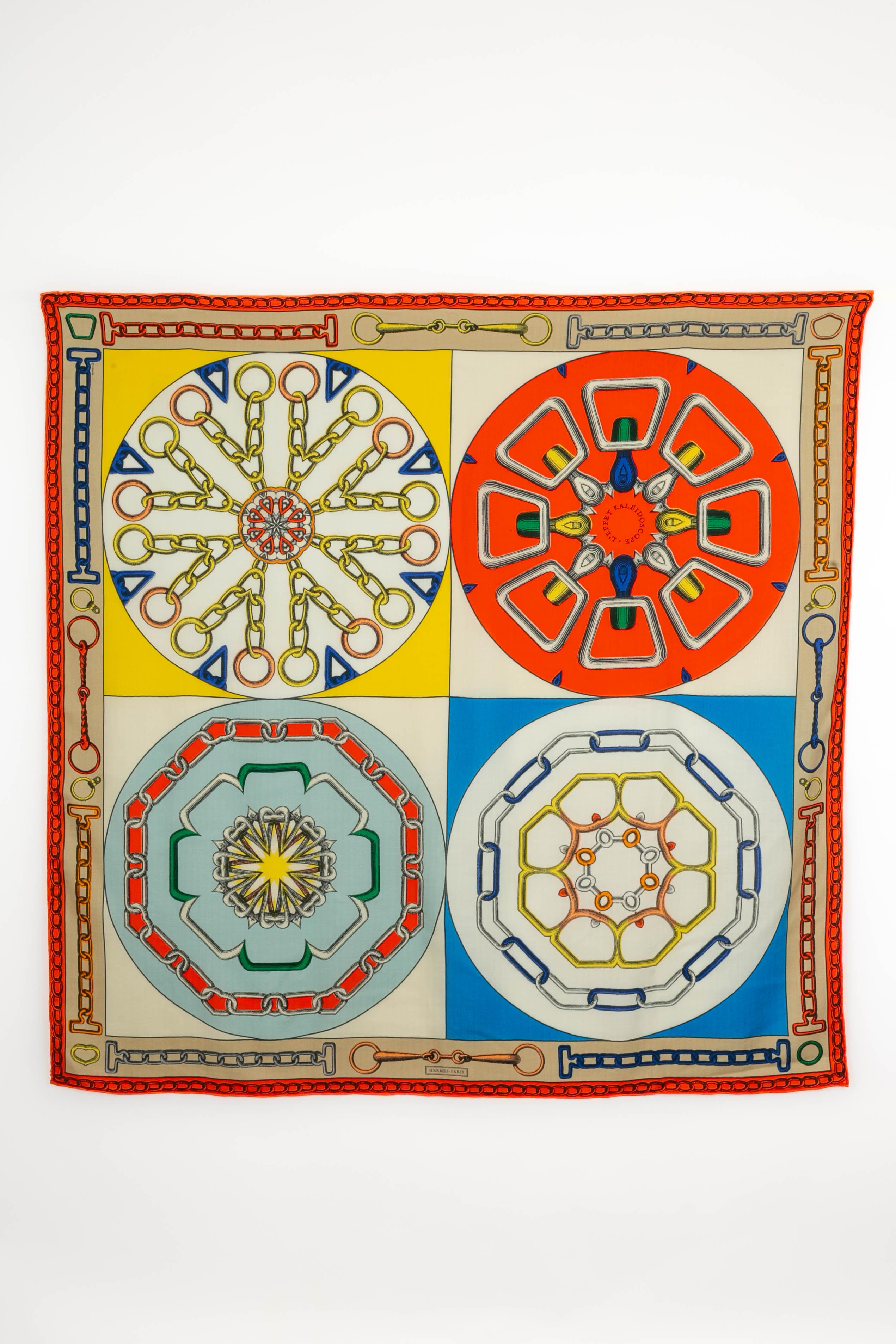 HERMÈS - (Made in France) 'Kaleidoscope effect' silk and cashmere shawl designed by Gianpaolo Pagni.

Condition:
Very good condition

Dimensions:
140 cm x 140 cm

SKU:FFH74