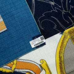Hermes Shawl L’Instruction du Roy – CS140 – Bleu Ardoise - New Store Tag!