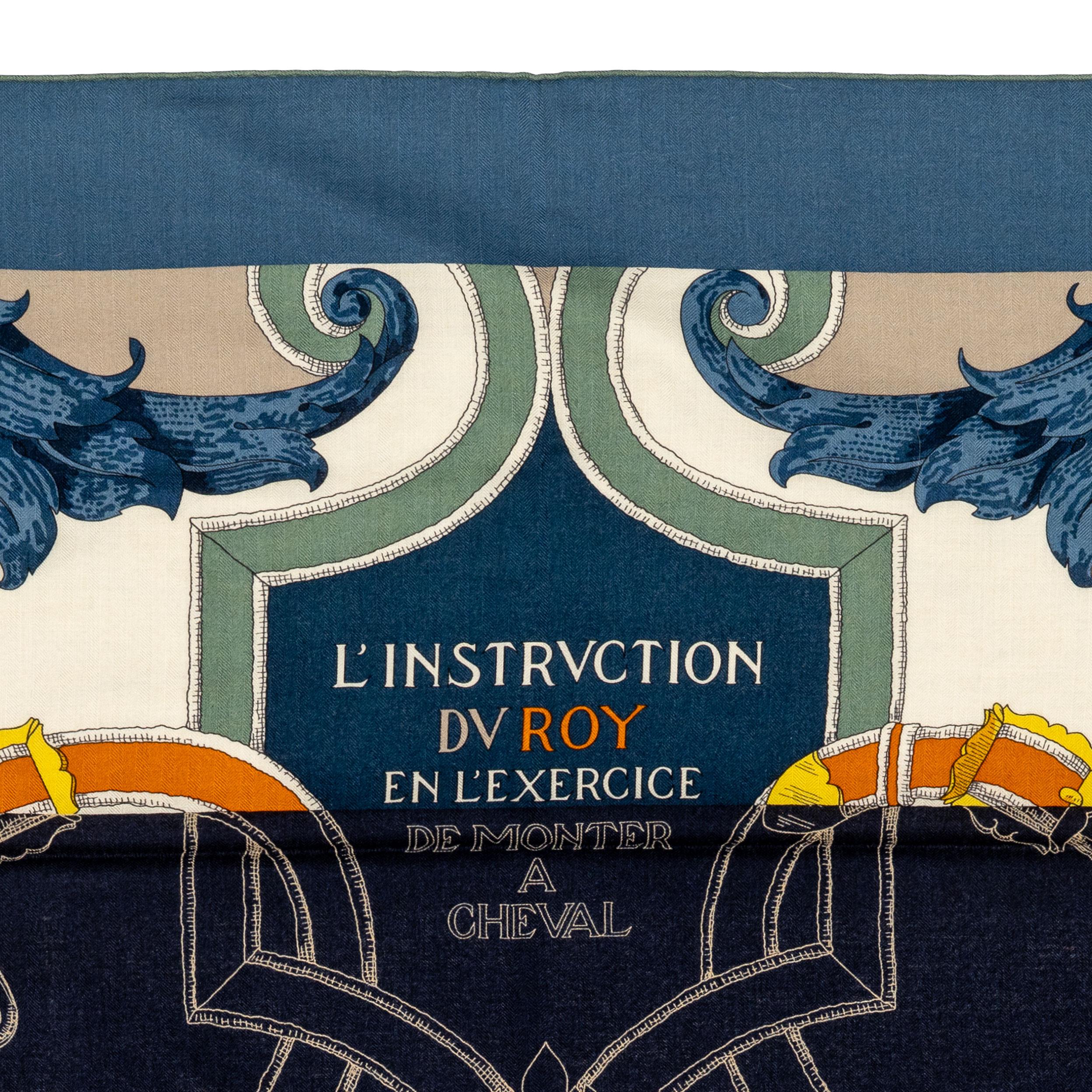 Hermes Shawl L’Instruction du Roy – CS140 – Bleu Ardoise - New Store Tag! In New Condition For Sale In Ottawa, CA