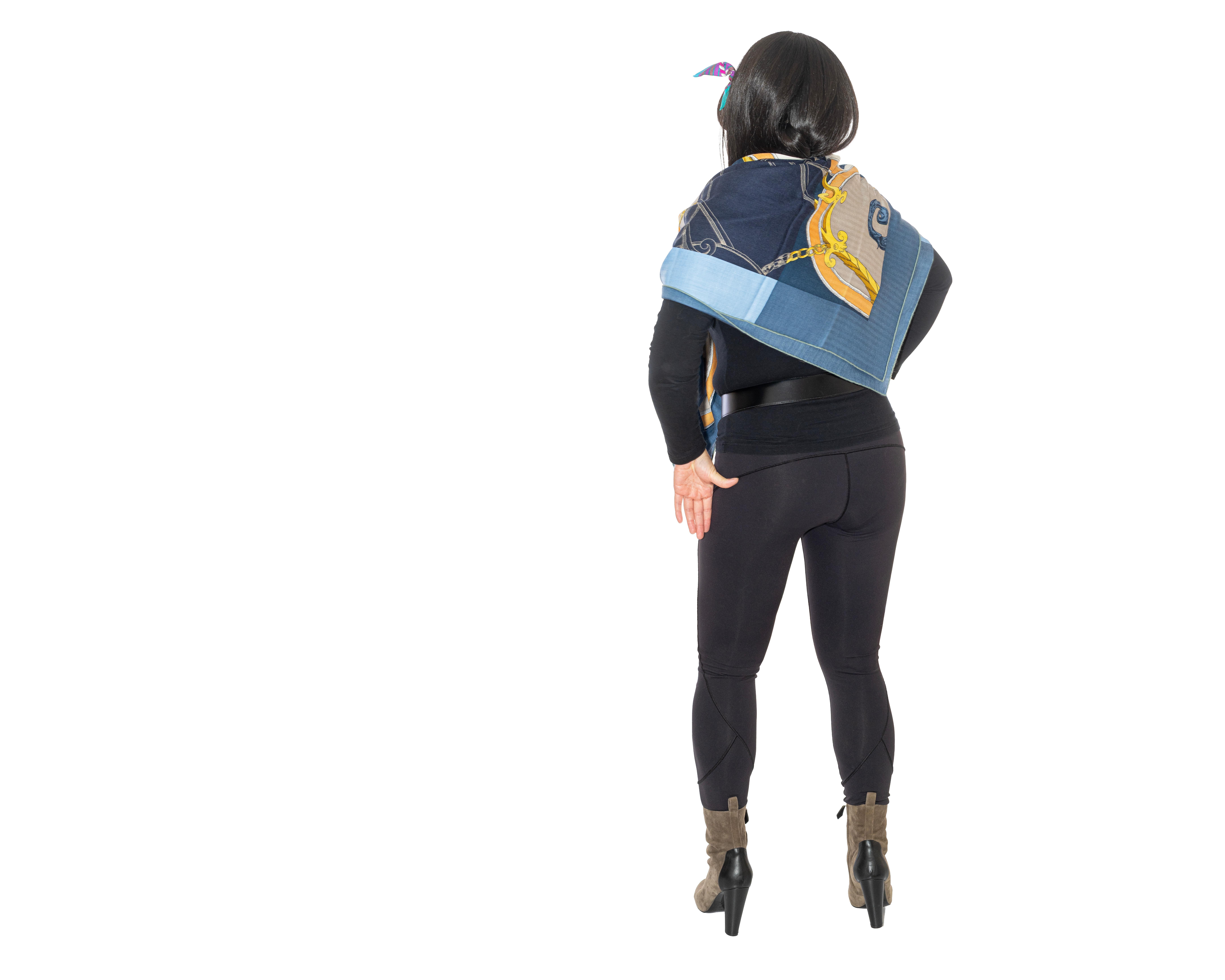 Donna Scialle Hermes L'Instruction du Roy - CS140 - Bleu Ardoise - Nuova etichetta del negozio! in vendita