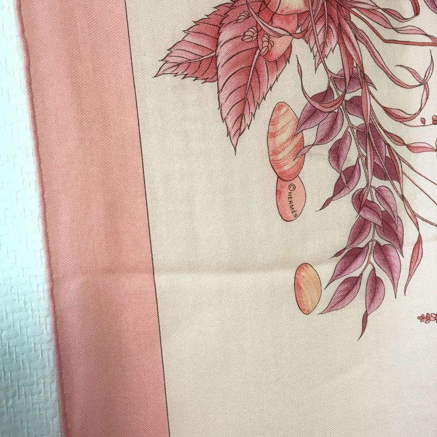 HERMES Shawl 'Pythagore' in Pink Cashmere and Silk 5