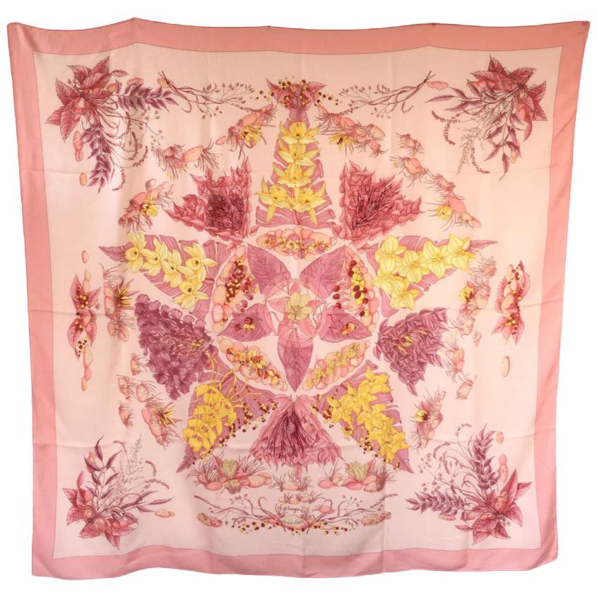 HERMES Shawl 'Pythagore' in Pink Cashmere and Silk
