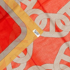 Hermes Shawl Scarf 100% Cotton - 146x176cm - Beige red - 24 Faubourg Circuit