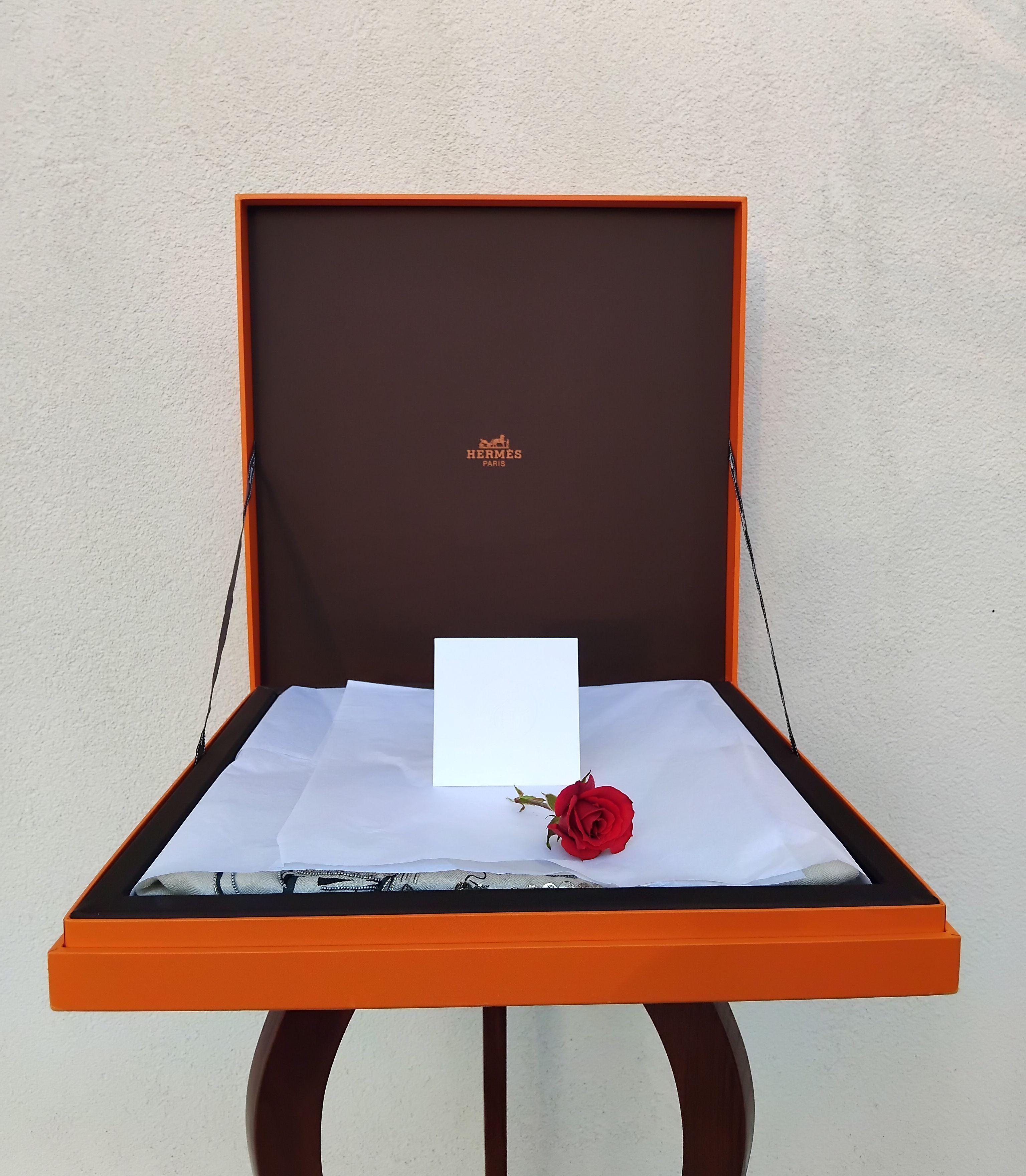 Hermès Shawl Scarf Brides De Gala Precious Embroidered Cashmere Silk 140 cm For Sale 13