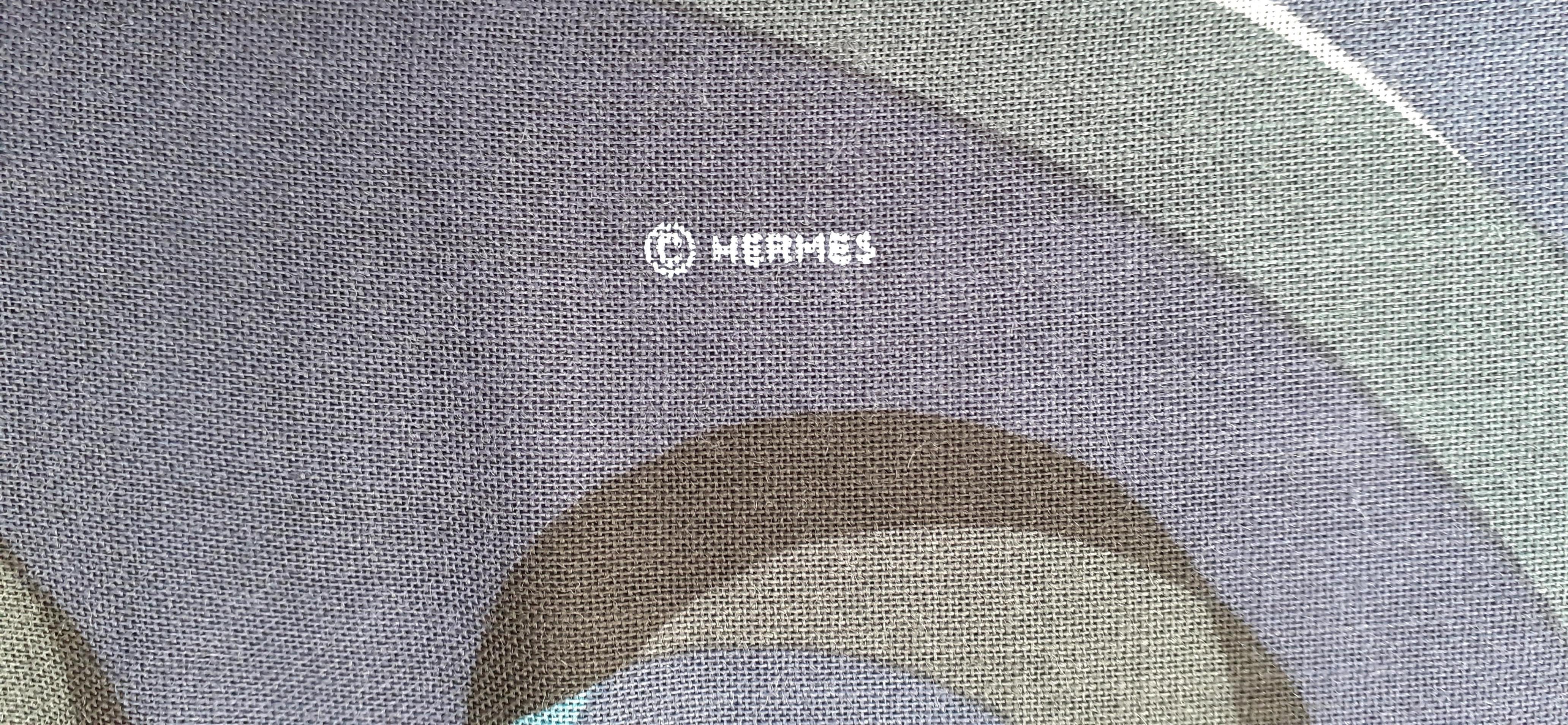 Hermès Shawl Scarf Buttons Pattern Wool and Silk Men and Women 136 cm 5