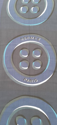 Hermès Shawl Scarf Buttons Pattern Wool and Silk Men and Women 136 cm