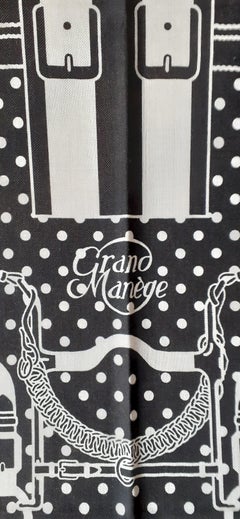 Hermès Shawl Scarf Grand Manege Bandana Cashmere and Silk White Black 140 cm
