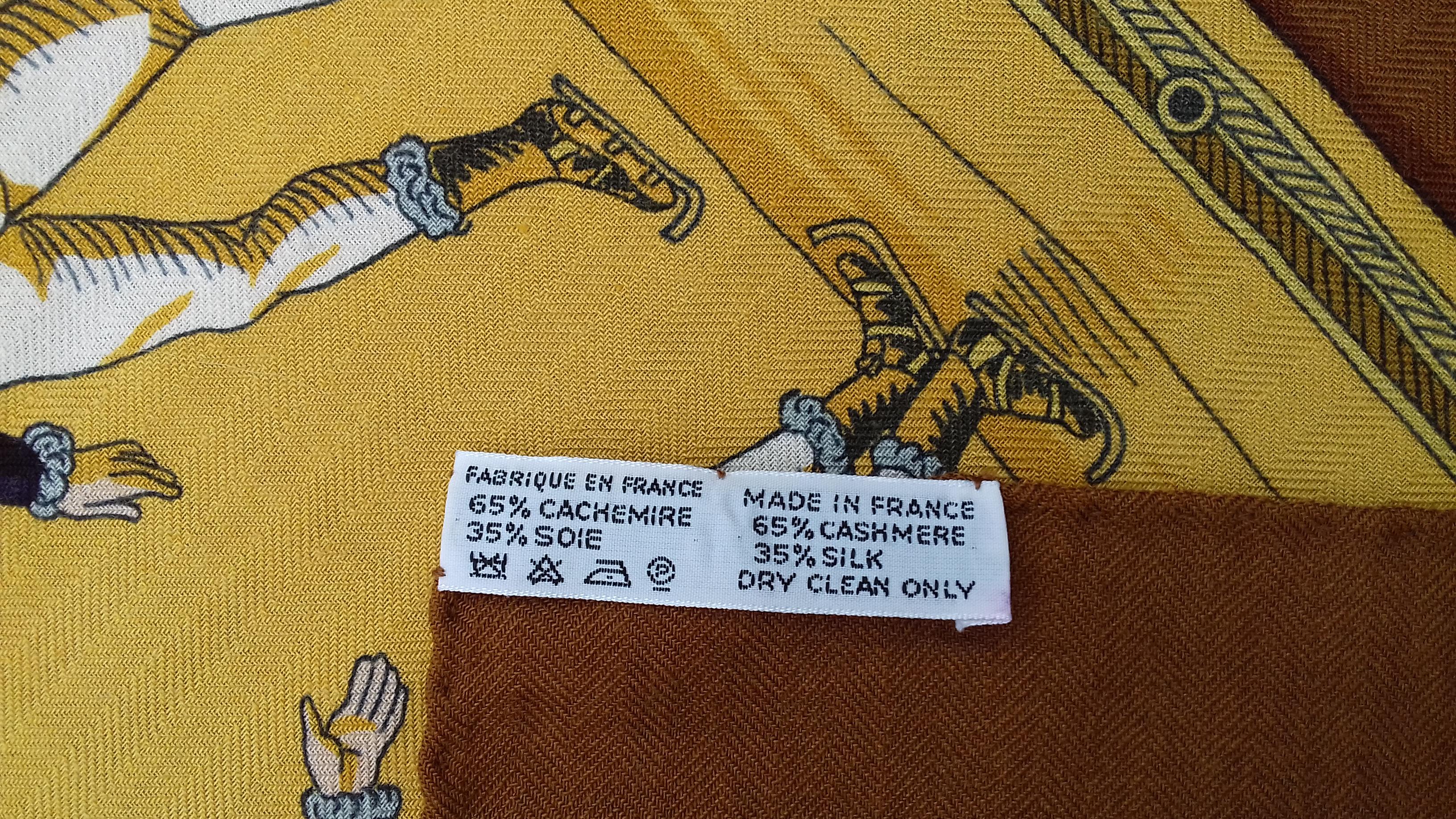 Hermès Shawl Scarf Les Plaisirs du Froid Grygkar Cashmere Silk 54 inches 9