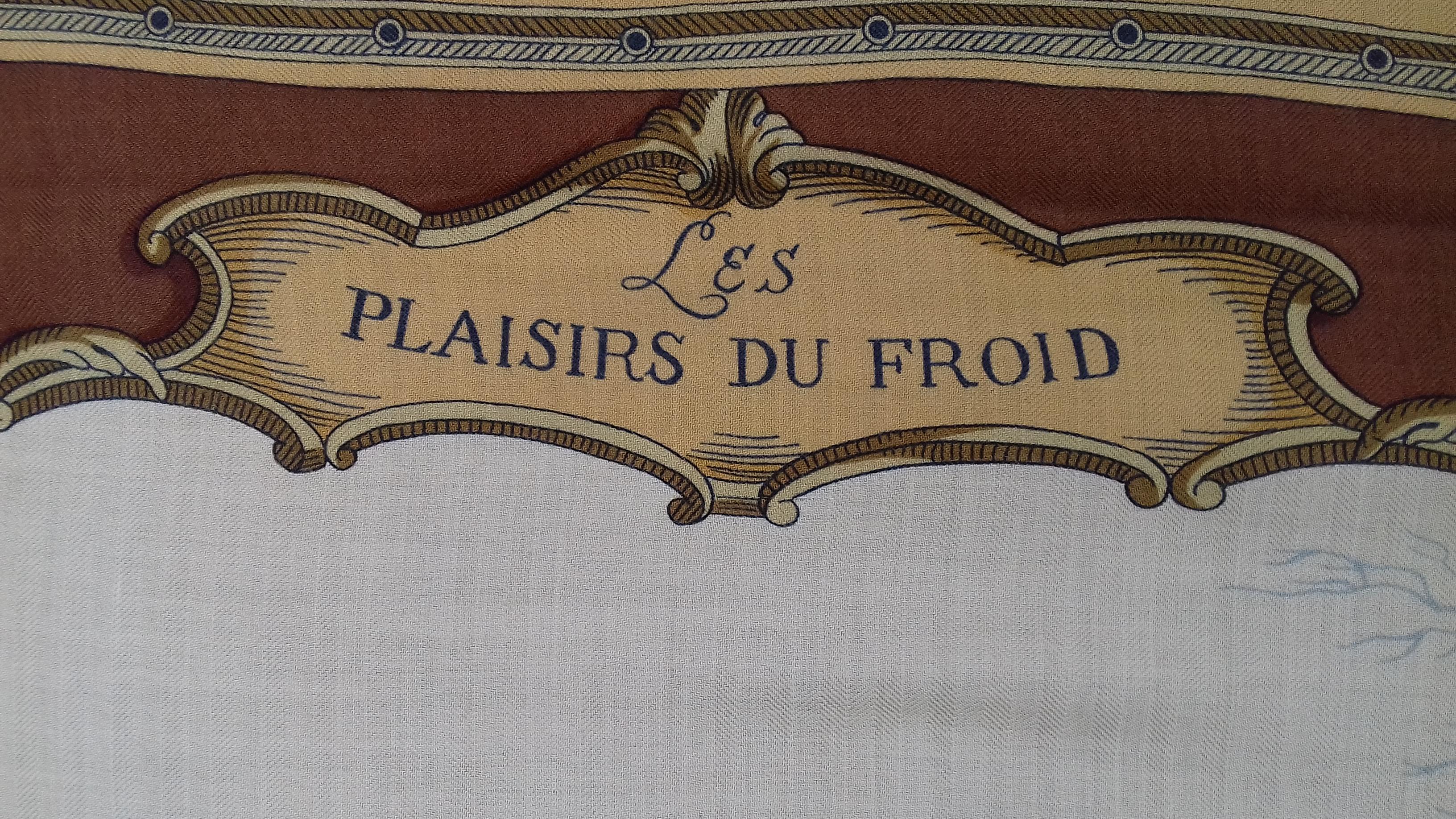Hermès Shawl Scarf Les Plaisirs du Froid Grygkar Cashmere Silk 54 inches 4