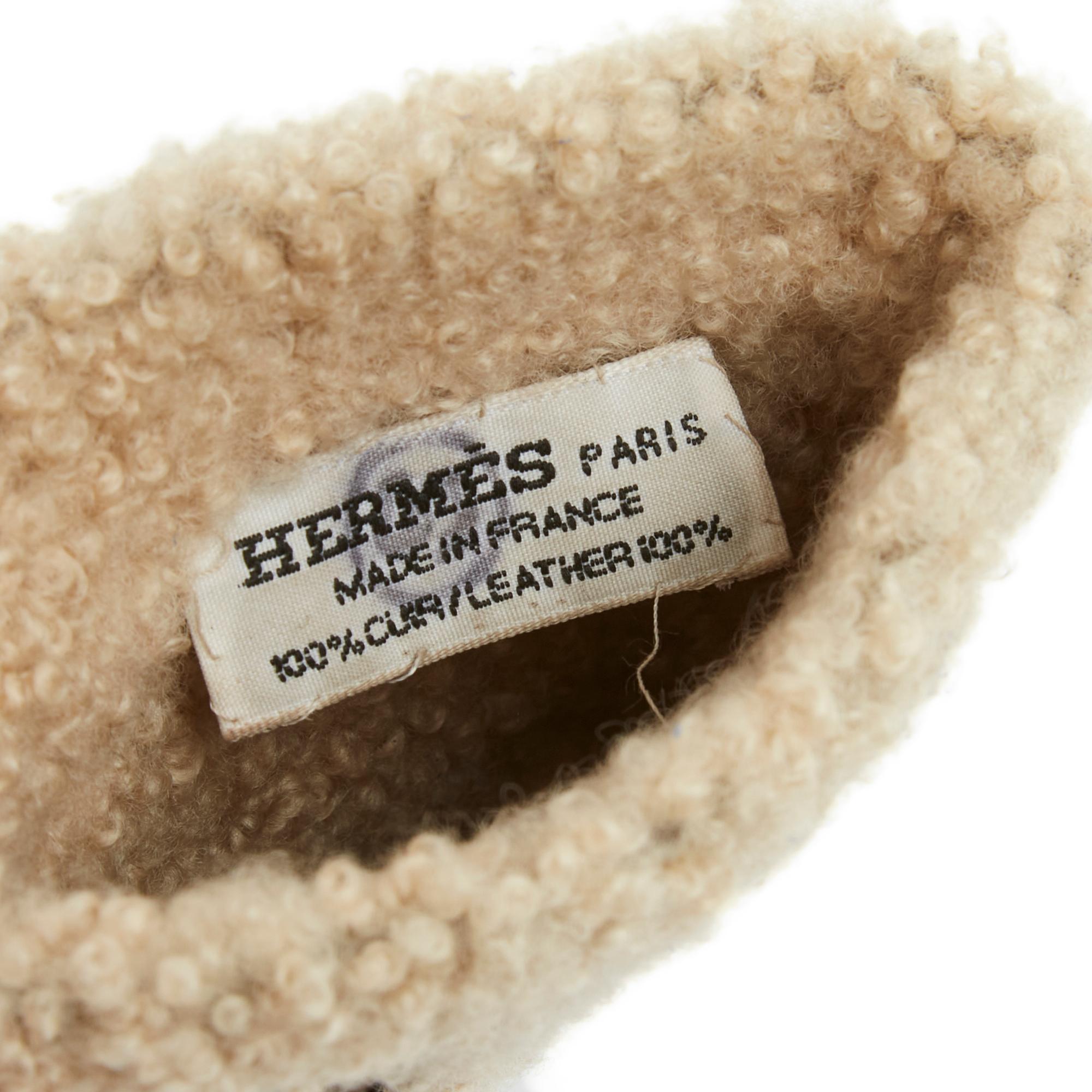 Hermes Shearling Fingerless Gloves Mittens In 6.5 In Excellent Condition For Sale In PARIS, FR
