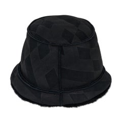 Hermes Shearling Lambskin Bucket Hat Black 59