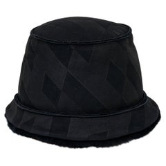 Hermes Shearling Lambskin Bucket Hat Black 59