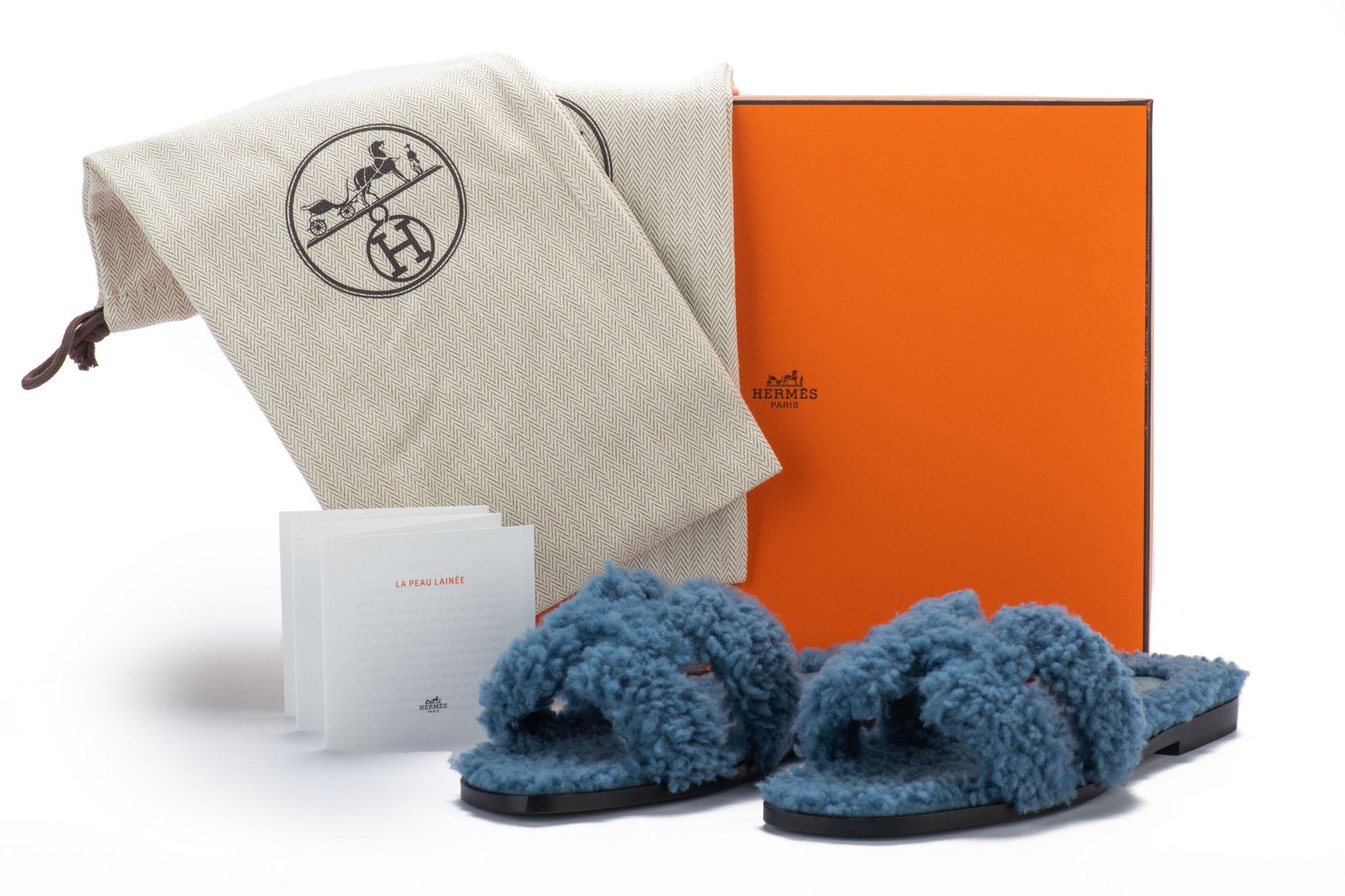 Blue Hermes Shearling Oran Teddy Denim BNIB