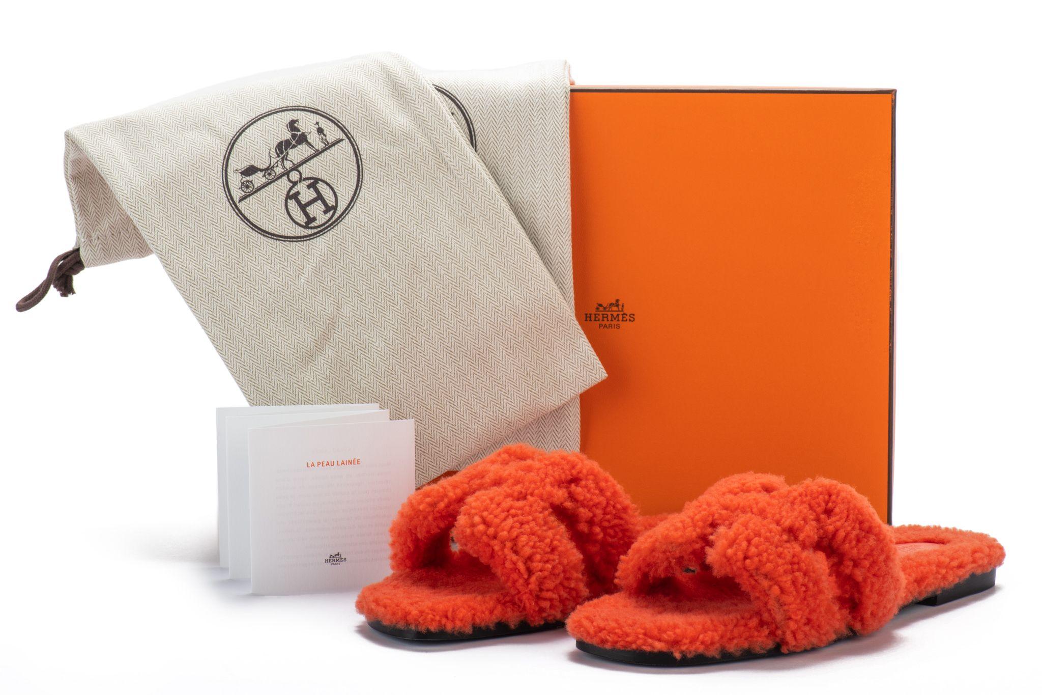 Hermès - Sac Oran Teddy orange en peau de mouton BNIB en vente 1