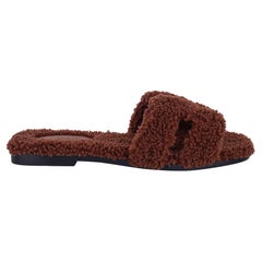 Hermes Shearling Oran Teddy Brown Sandalo Edizione Limitata 39 / 9