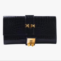 Hermès 2017 Shiny Alligator Medor 23 Clutch - '10s