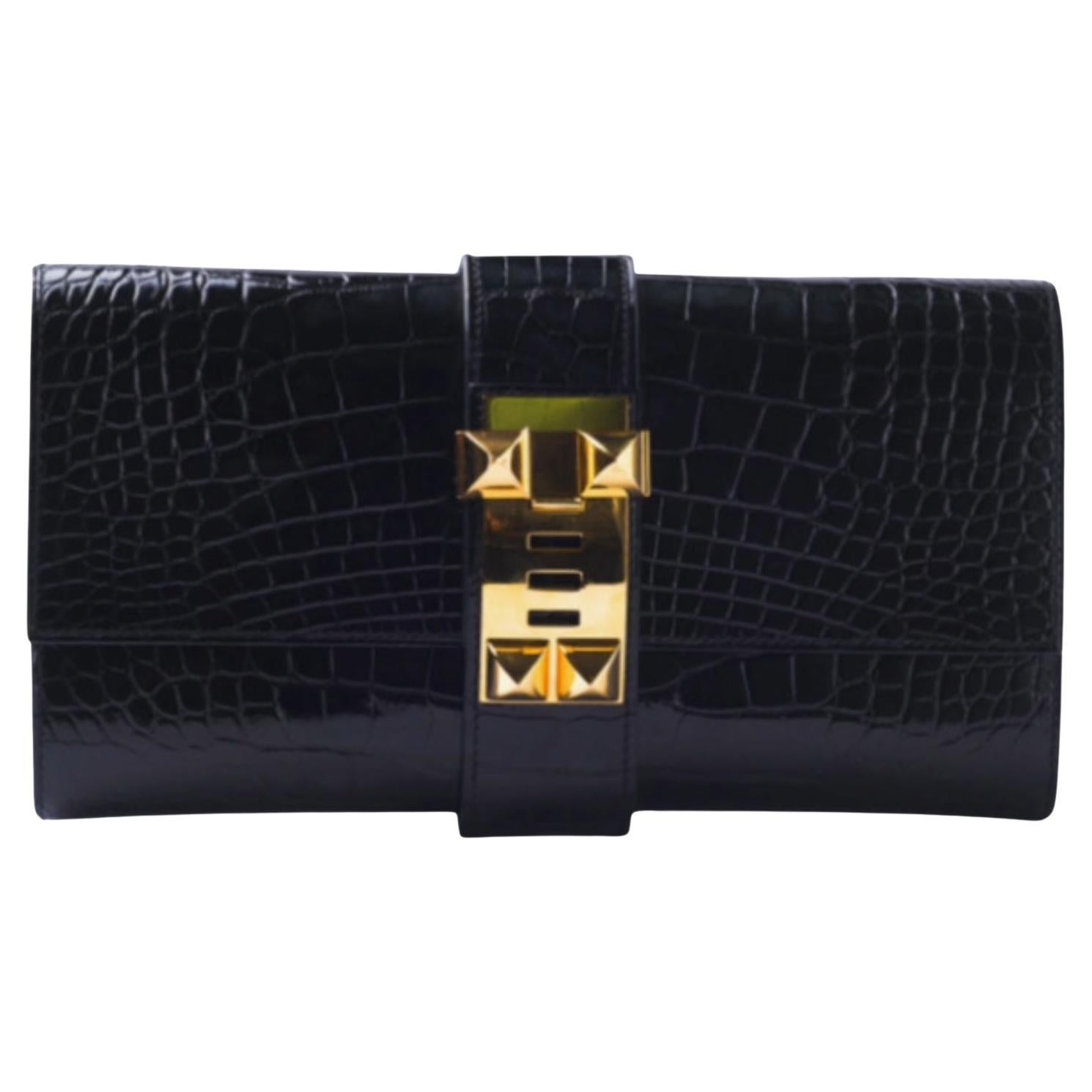 Hermés Pochette Medor en alligator brillant - Années 10