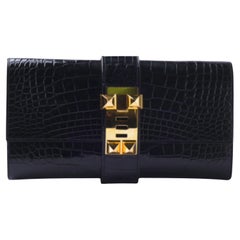 Hermès 2017 Shiny Alligator Medor 23 Clutch - '10s