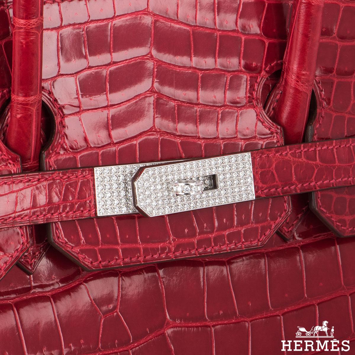 Women's Hermès Shiny Braise Porosus Crocodile DWGHW 35cm Birkin Bag For Sale